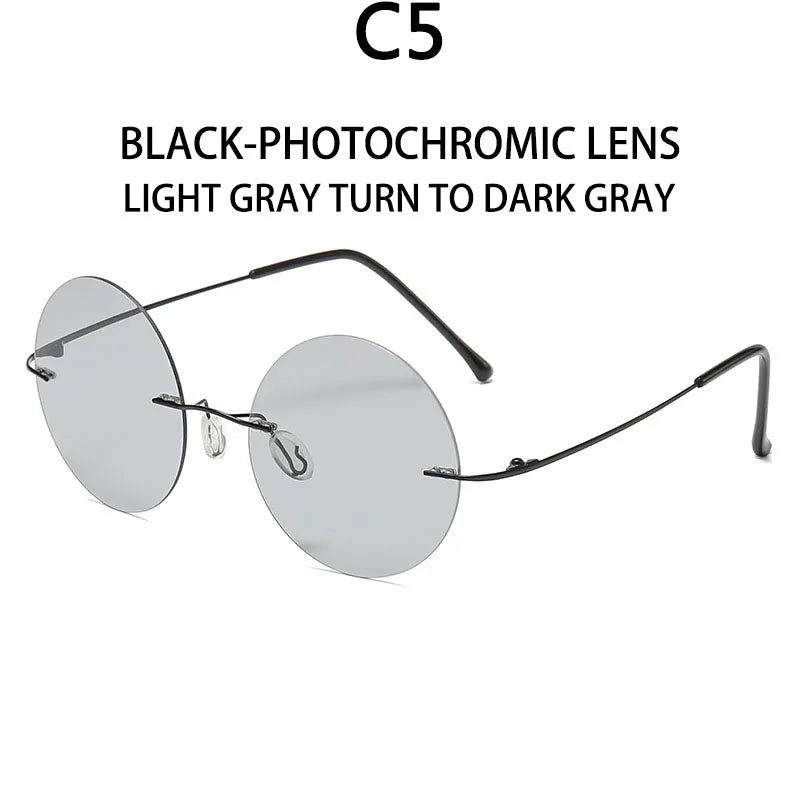 BOYSEEN Ultra light polarized circular frameless sunglasses for men women circular driving sunglasses modern and fashionable