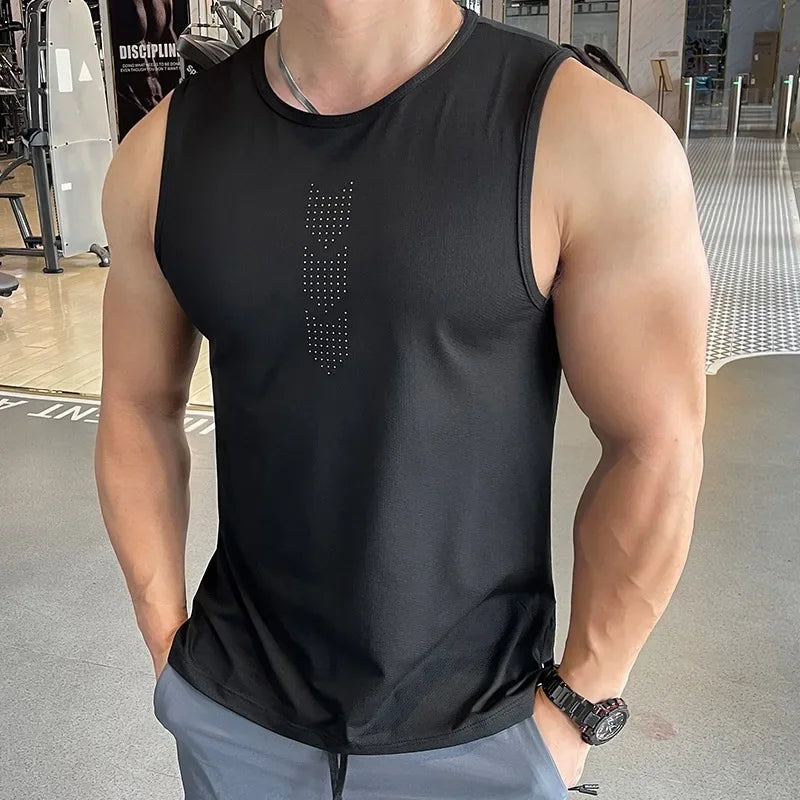 Men's Gym Tank Top Fitness Training Clothing Quick-drying Loose Bodybuilding Sleeveless Shirt Men Fashion Mesh Basketball Vest