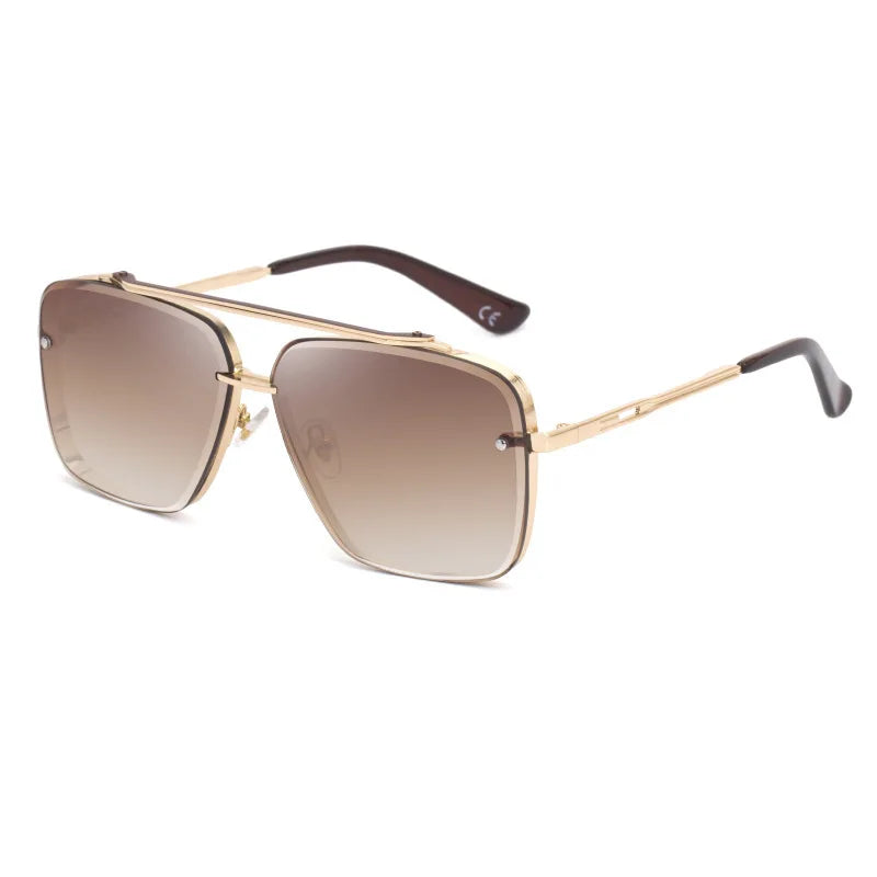 Double Bridge Square Frame Polygon Wome Sunglasses Fashion Metal Glasses Street Shot High grade Sunglasses