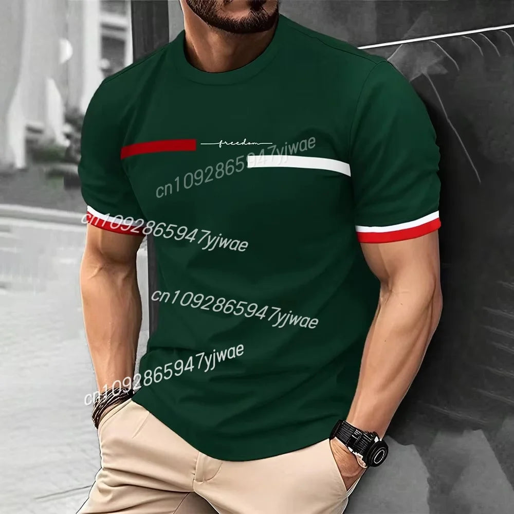Men's 3D Striped Printed T-Shirt Hip-Hop Trend Harajuku Streetwear round Neck Comfortable Breathable Casual Top for Men