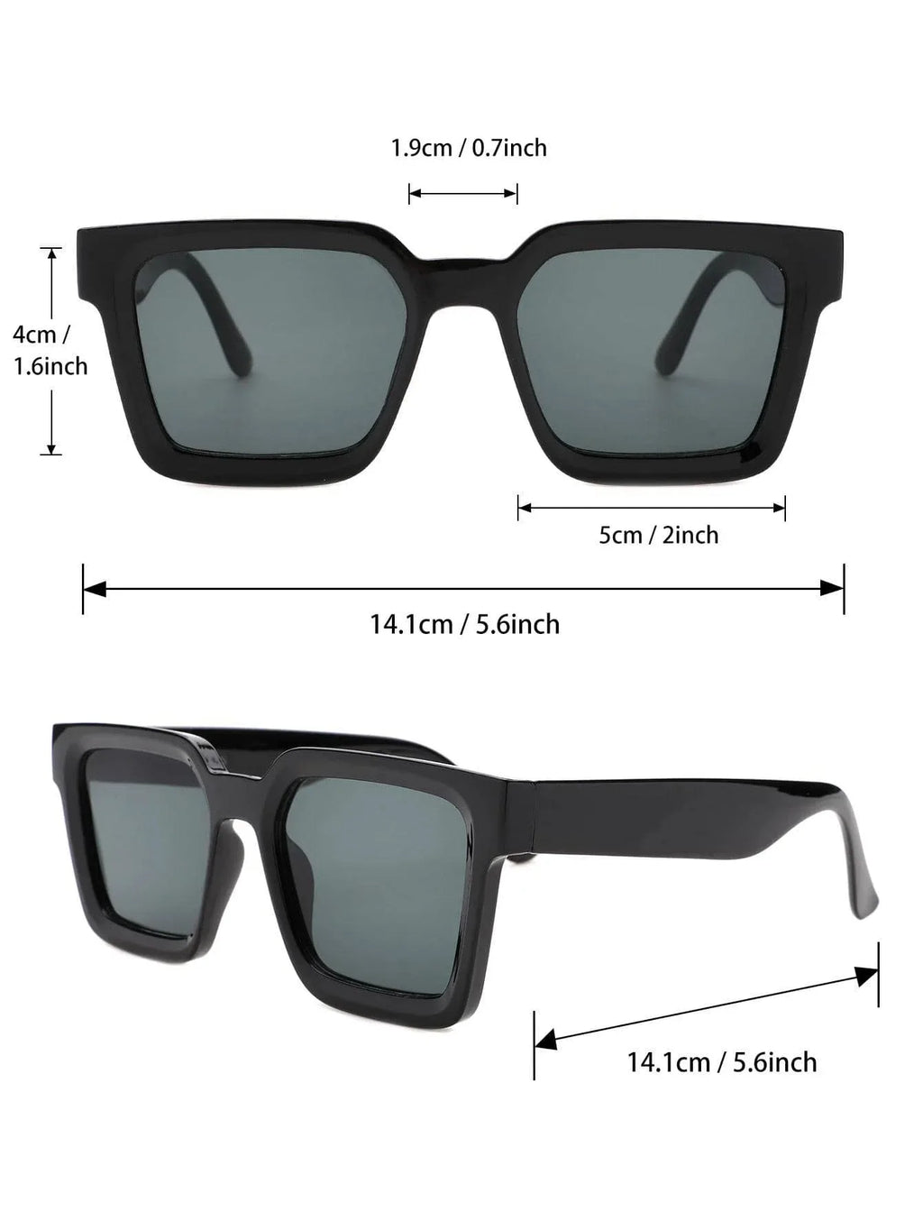 2 pcs Women Men Square Frame Fashion Sunglasses For Vacation Driving UV400 Cycling Accessories