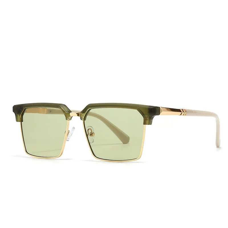 Double Bridge Square Frame Polygon Wome Sunglasses Fashion Metal Glasses Street Shot High grade Sunglasses