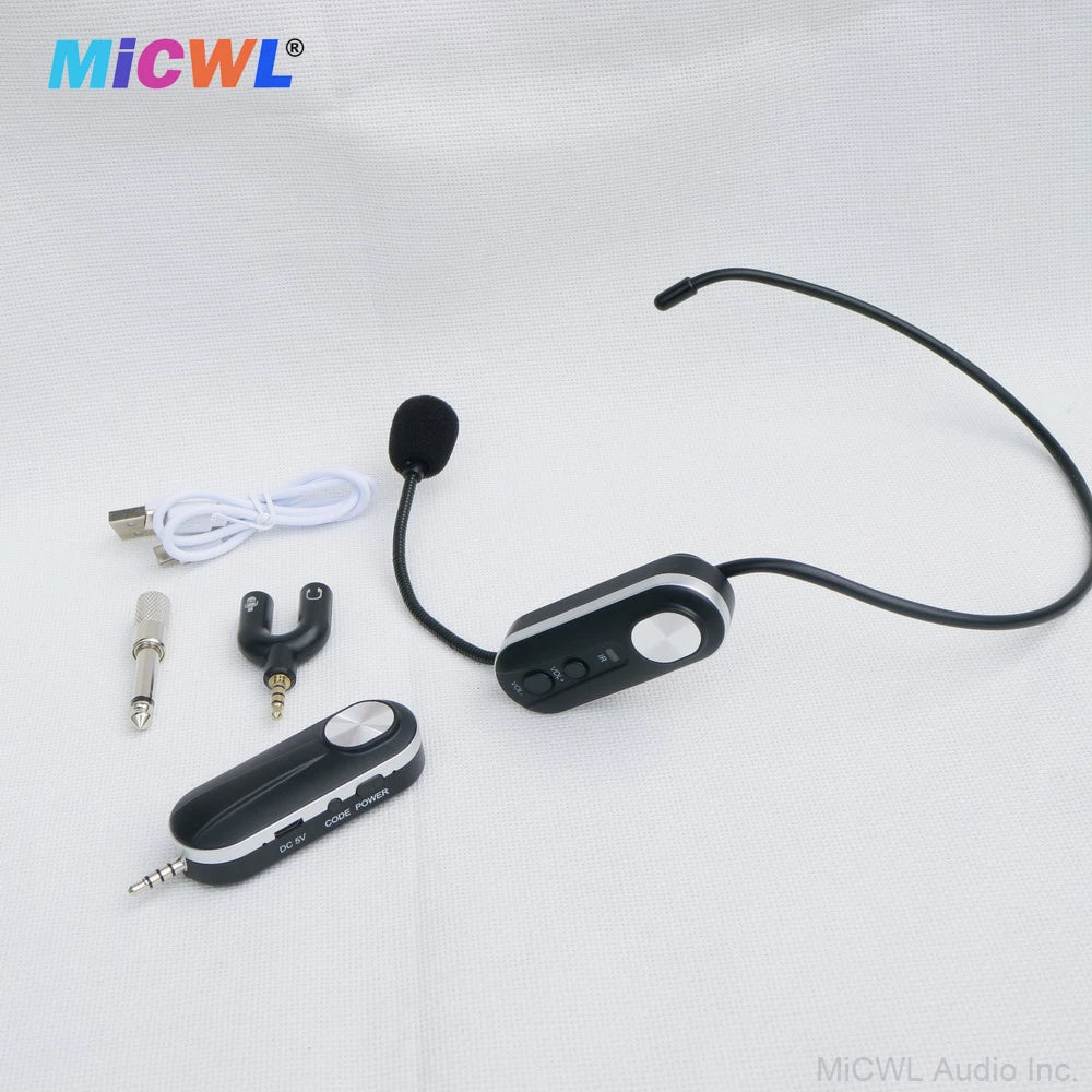 Professional Mini Wireless Headset Microphone System 3.5mm 6.5mm For Home Karaoke TV Teaching Mobile Phone Mixer Amplifier Head