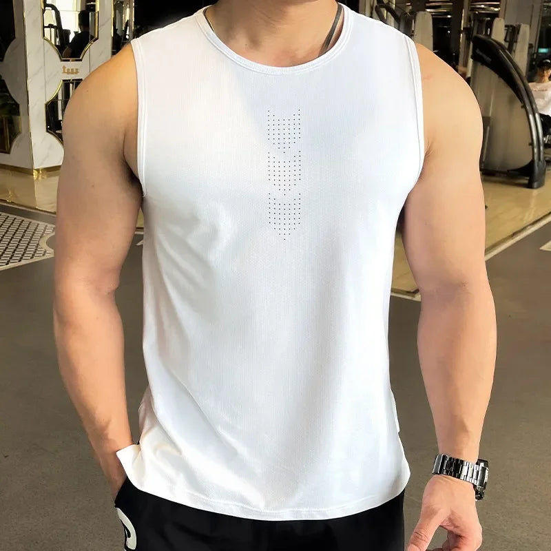 Men's Gym Tank Top Fitness Training Clothing Quick-drying Loose Bodybuilding Sleeveless Shirt Men Fashion Mesh Basketball Vest