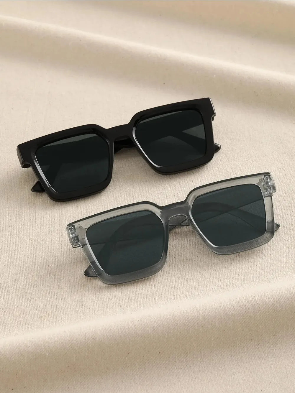 2 pcs Women Men Square Frame Fashion Sunglasses For Vacation Driving UV400 Cycling Accessories