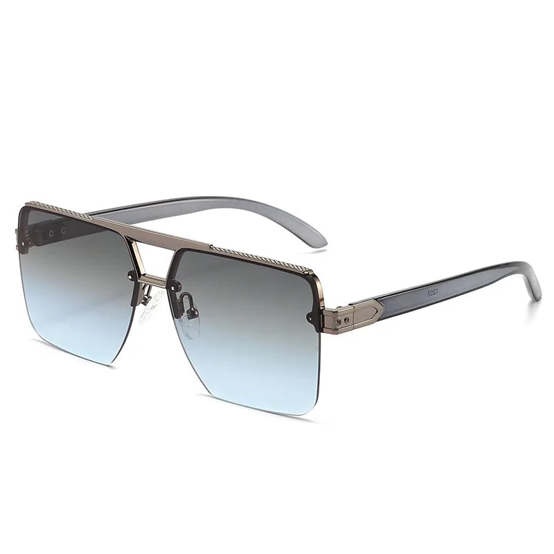 Double Bridge Square Frame Polygon Wome Sunglasses Fashion Metal Glasses Street Shot High grade Sunglasses