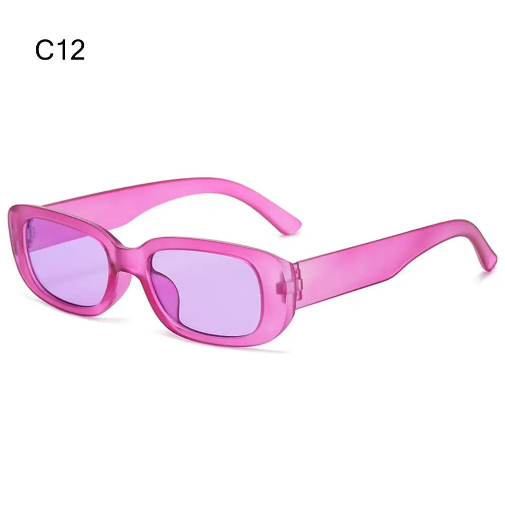 Trendy Narrow Square Frame Y2K Sun Glasses Candy Color UV400 Protection Rectangle Sunglasses 90’s Eyewear for Women Men