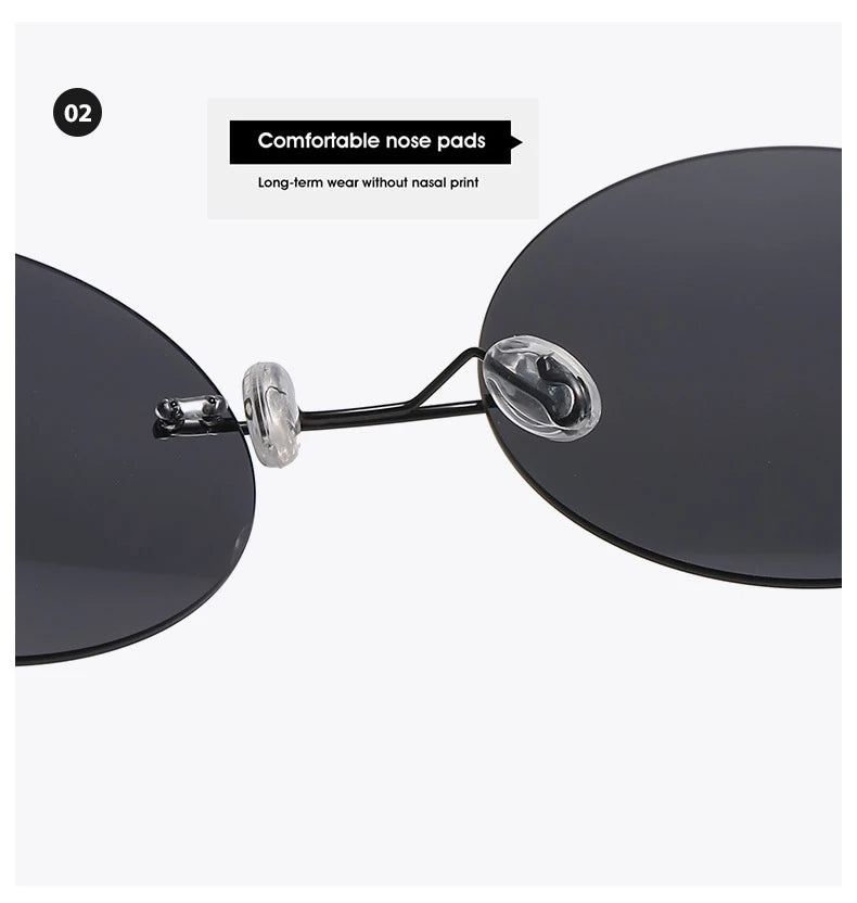 BOYSEEN Ultra light polarized circular frameless sunglasses for men women circular driving sunglasses modern and fashionable