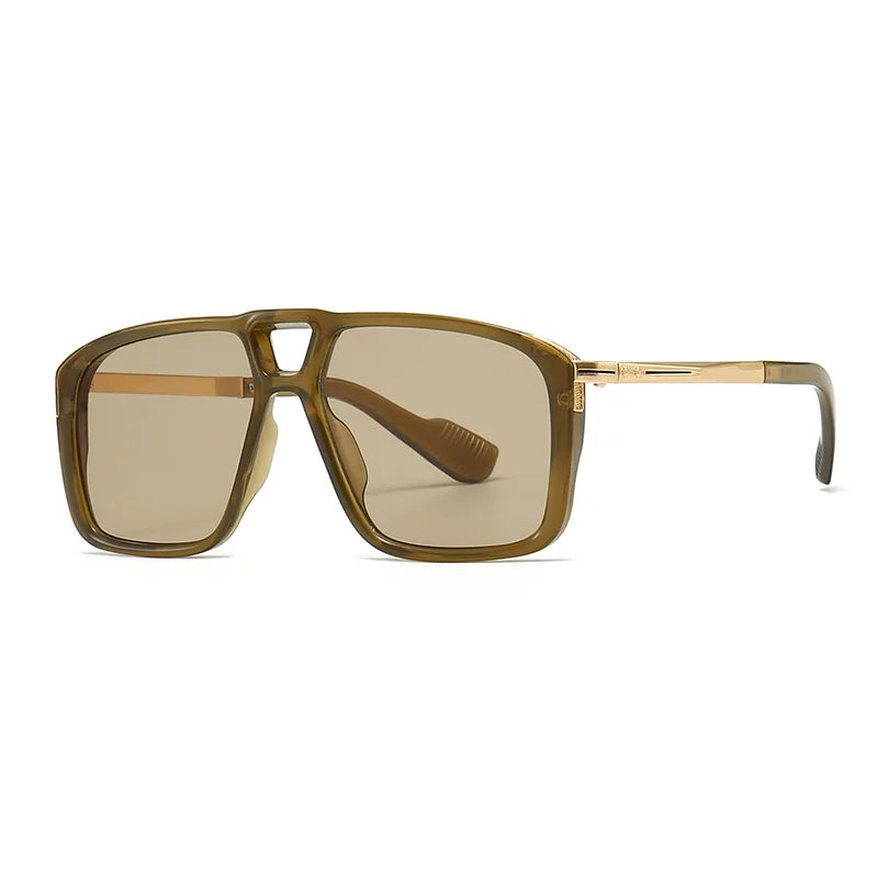 Double Bridge Square Frame Polygon Wome Sunglasses Fashion Metal Glasses Street Shot High grade Sunglasses