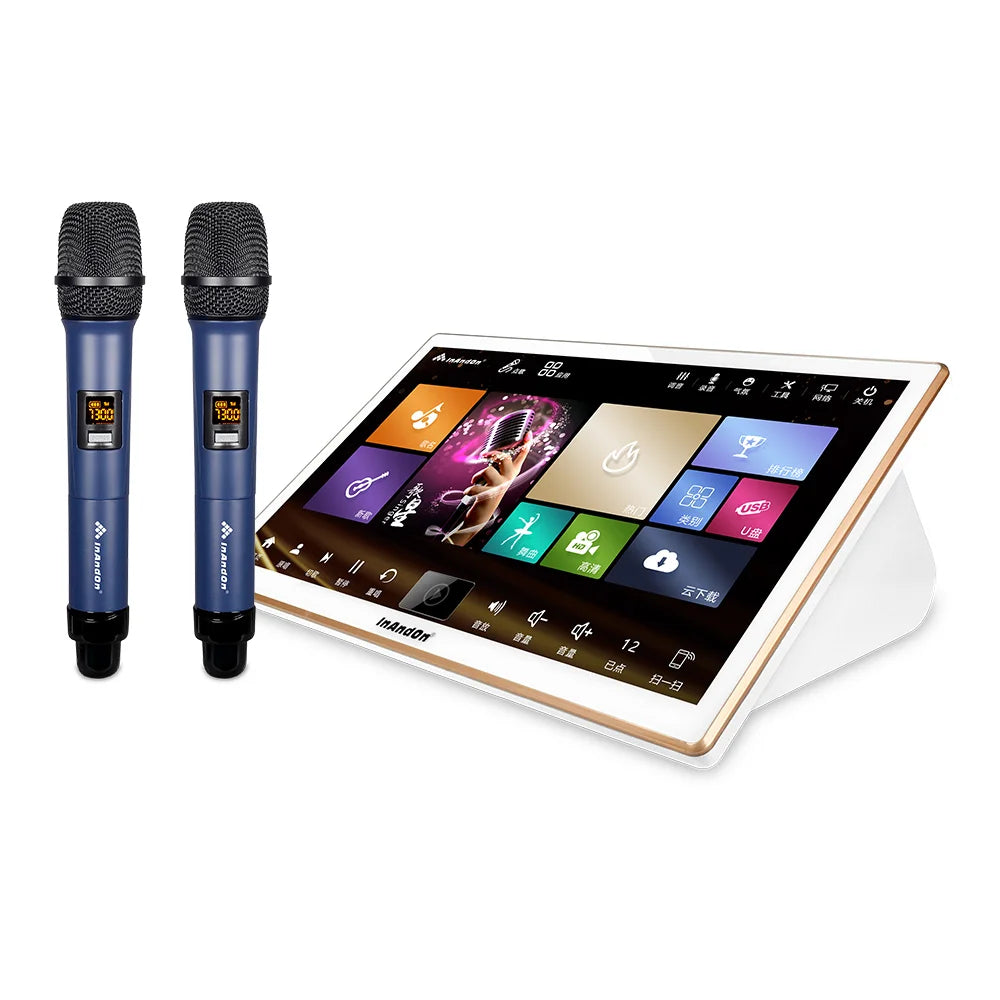 18.5" Touch Screen 5 in 1 KTV InAndOn Karaoke System 6TB Wireless Microphone Karaoke Set Chinese and English Karaoke Machine