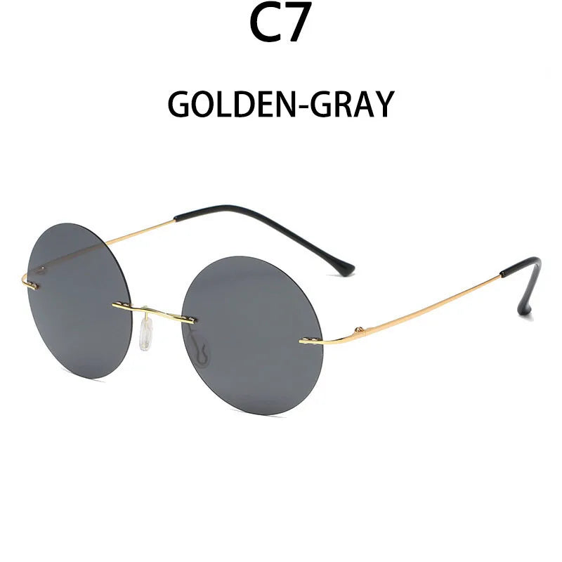 BOYSEEN Ultra light polarized circular frameless sunglasses for men women circular driving sunglasses modern and fashionable