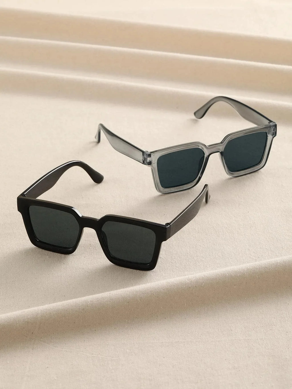 2 pcs Women Men Square Frame Fashion Sunglasses For Vacation Driving UV400 Cycling Accessories