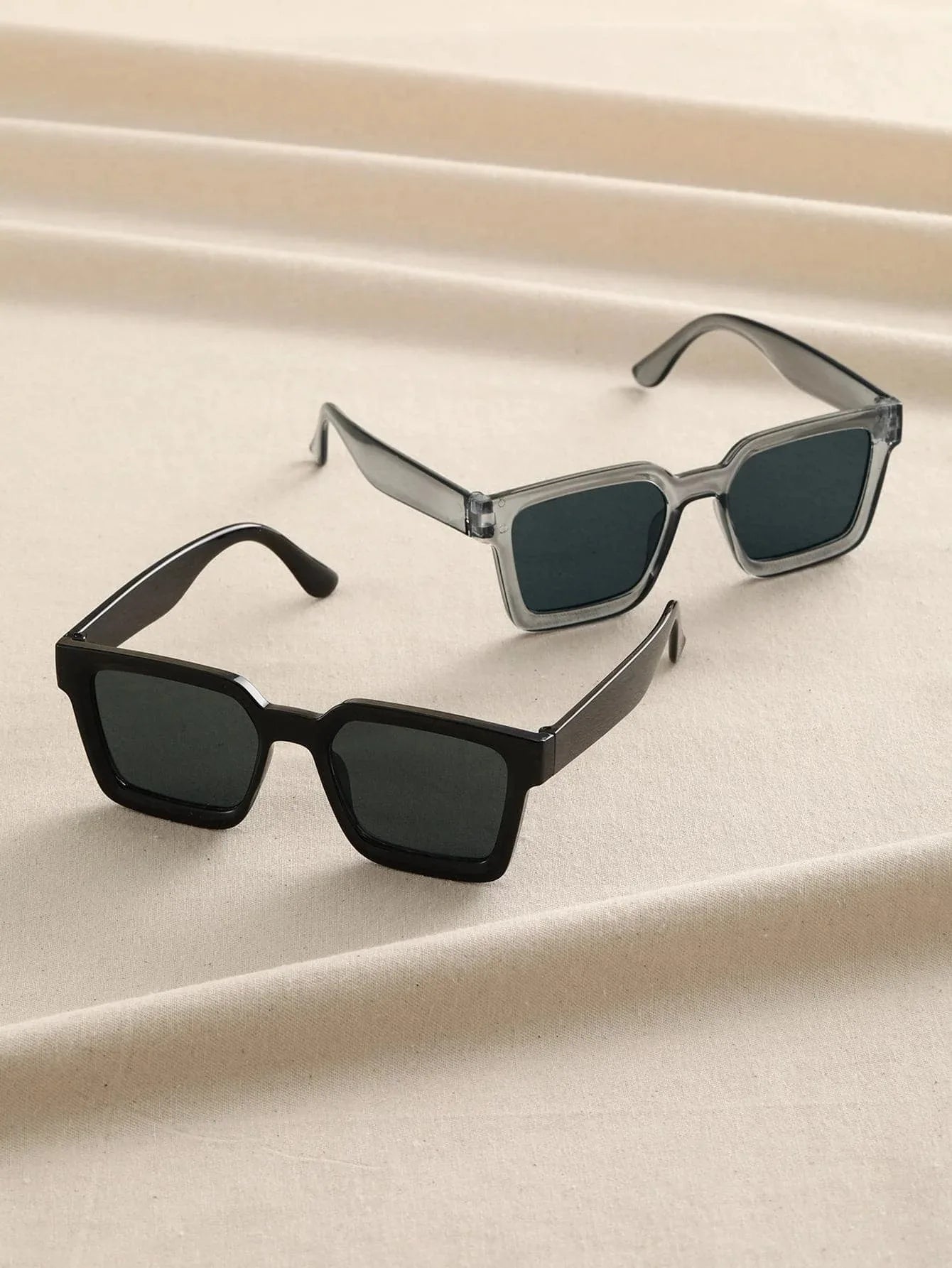 2 pcs Women Men Square Frame Fashion Sunglasses For Vacation Driving UV400 Cycling Accessories