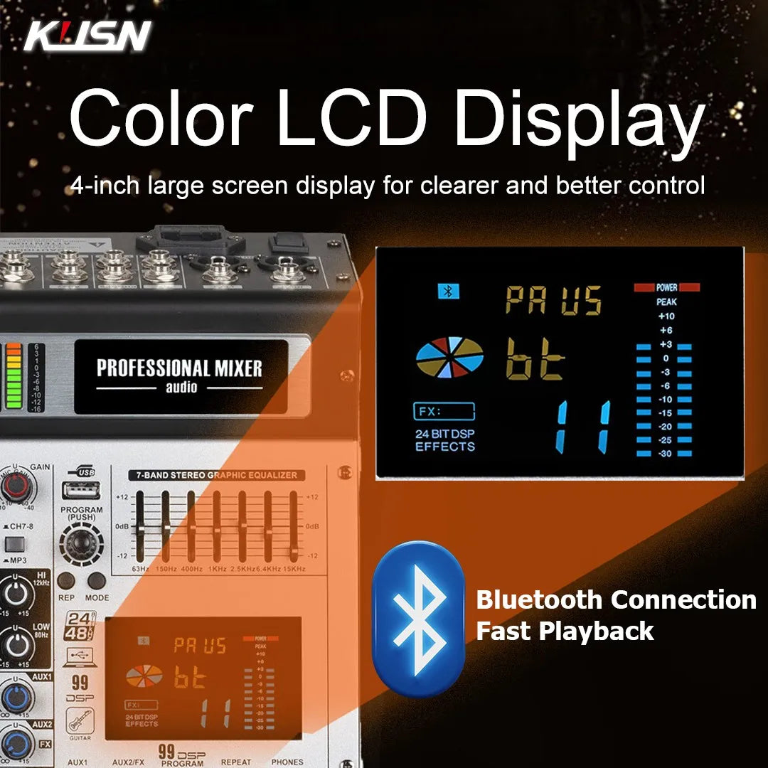 12 Channel 99 DSP Digital Mixer Professional Powered DJ Controller Audio Mixing Console Power Sound Mixer with Bluetooth USB