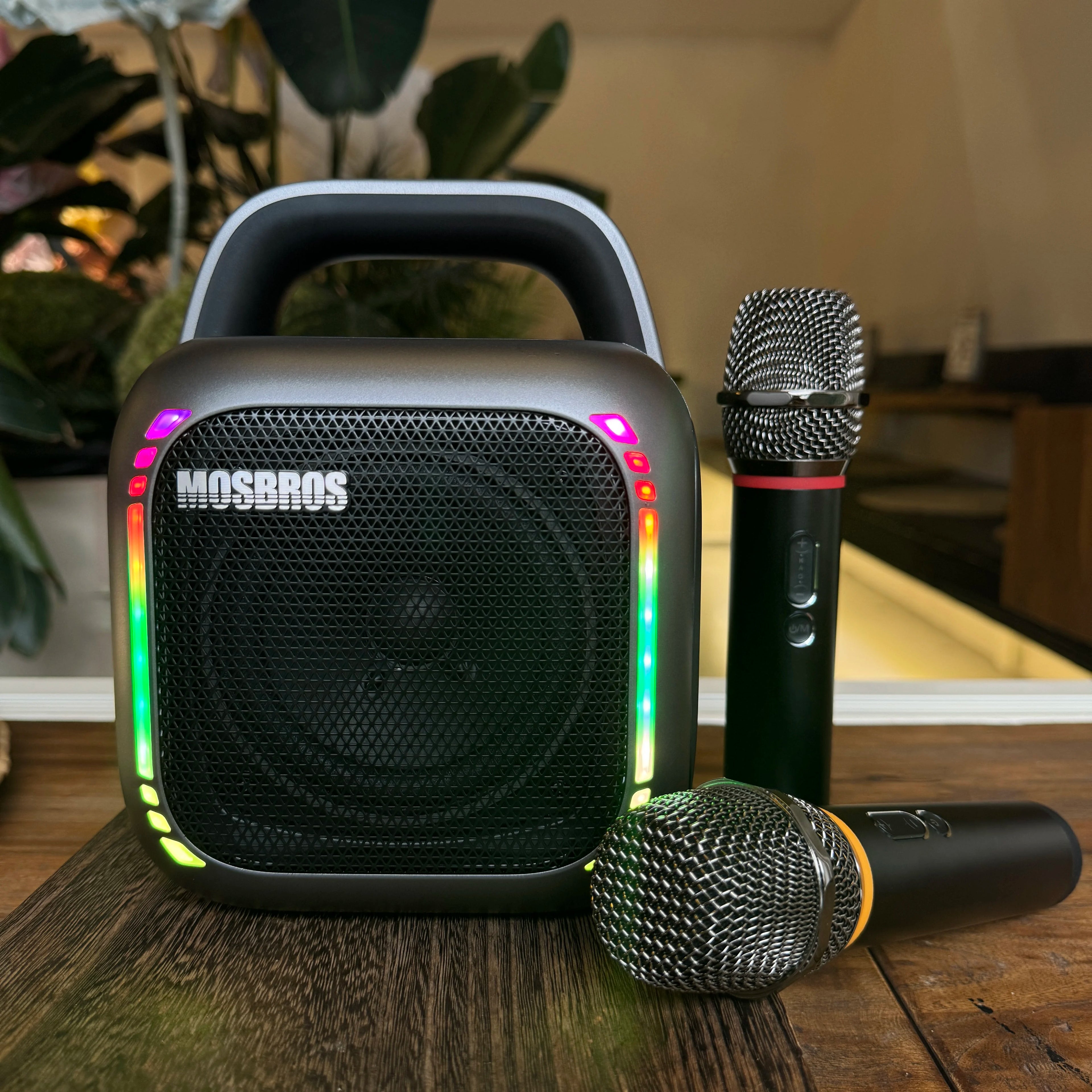 Karabox Portable Karaoke Blue Tooth Speaker Outdoor Wireless Wireless Speaker for Home Use Two Wireless Microphones BT 5.3