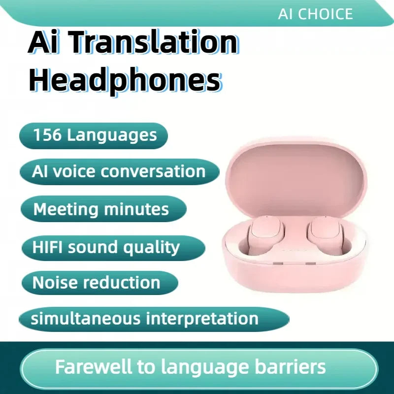 156 Language Translation Wireless Headphones Smart Waterproof Ai Real-time Translator Bluetooth 5.4 Earbuds Business Earphone