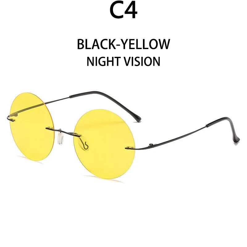 BOYSEEN Ultra light polarized circular frameless sunglasses for men women circular driving sunglasses modern and fashionable
