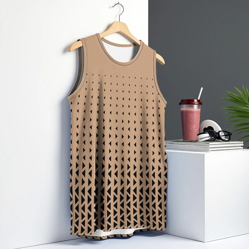 Mens Retro Vest Street Fashion Round Neck Sleeveless T Shirt Printed Daily Outdoor Sports Fitness Running Top Animal Plaid Comfo