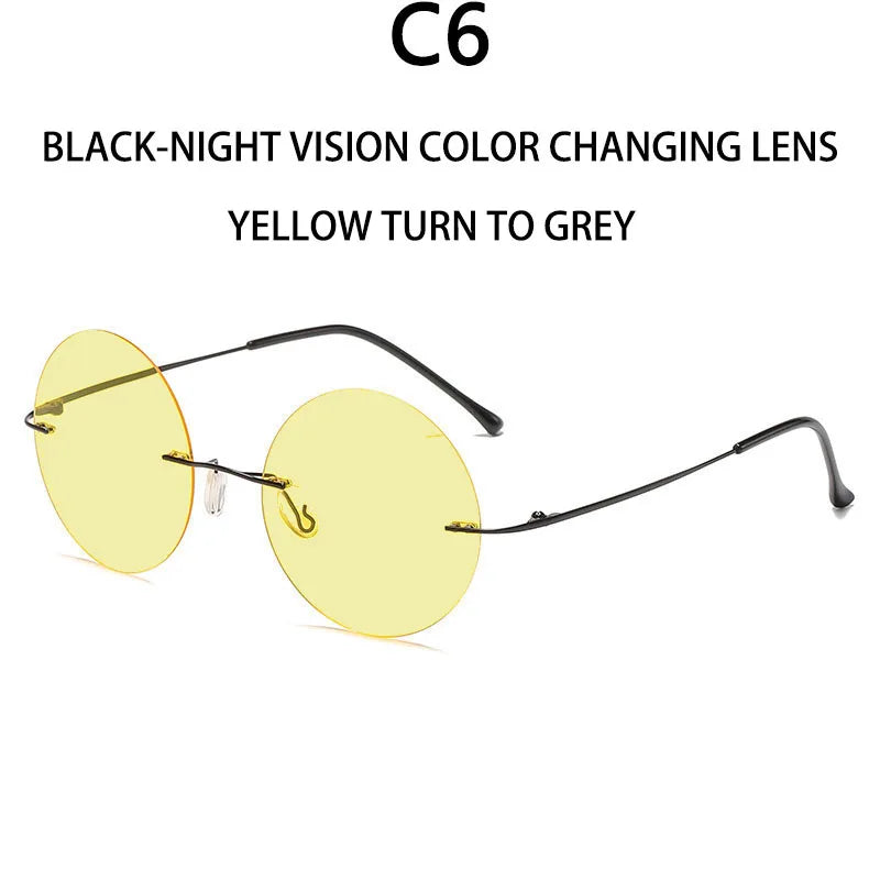 BOYSEEN Ultra light polarized circular frameless sunglasses for men women circular driving sunglasses modern and fashionable