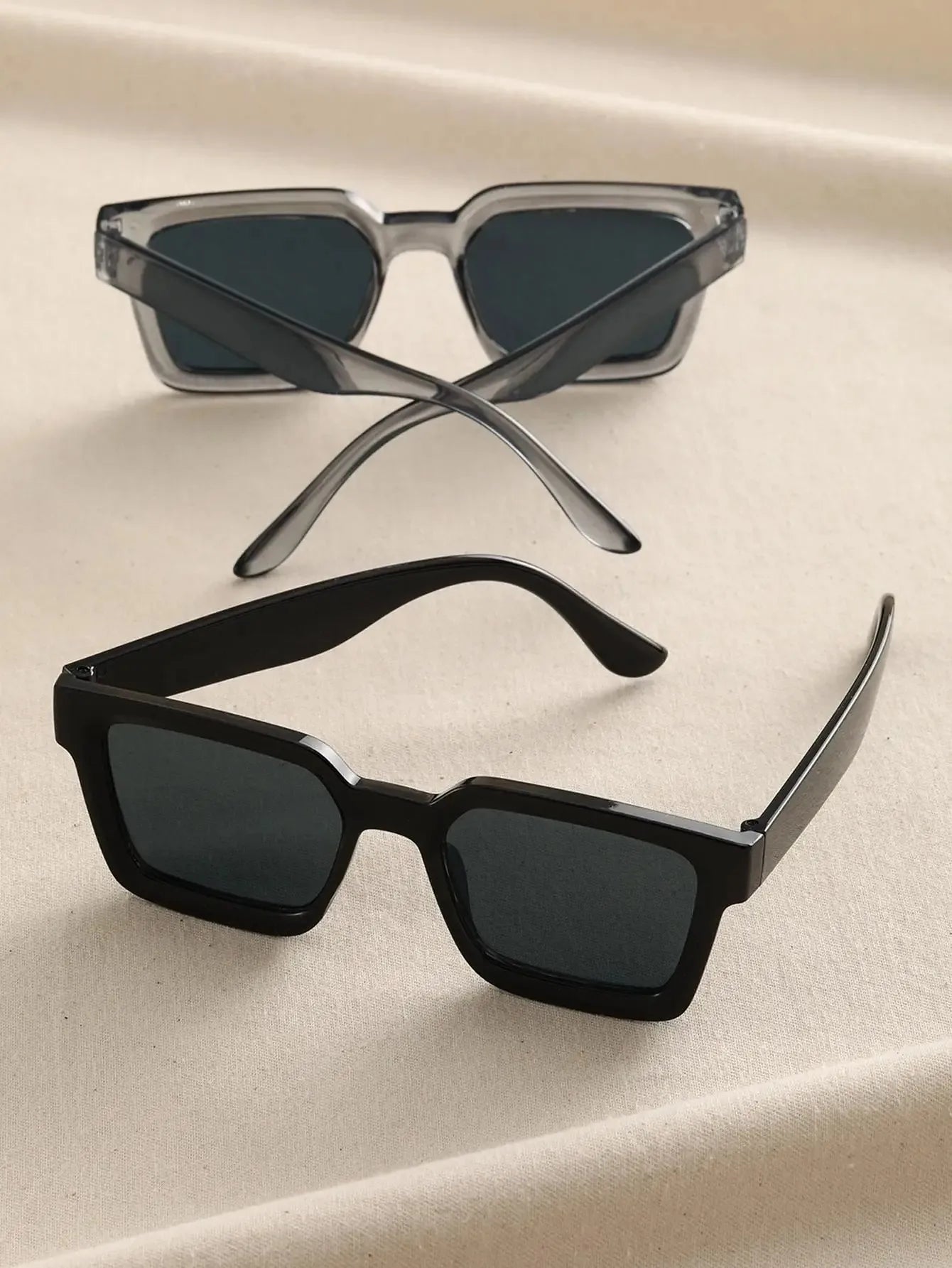 2 pcs Women Men Square Frame Fashion Sunglasses For Vacation Driving UV400 Cycling Accessories