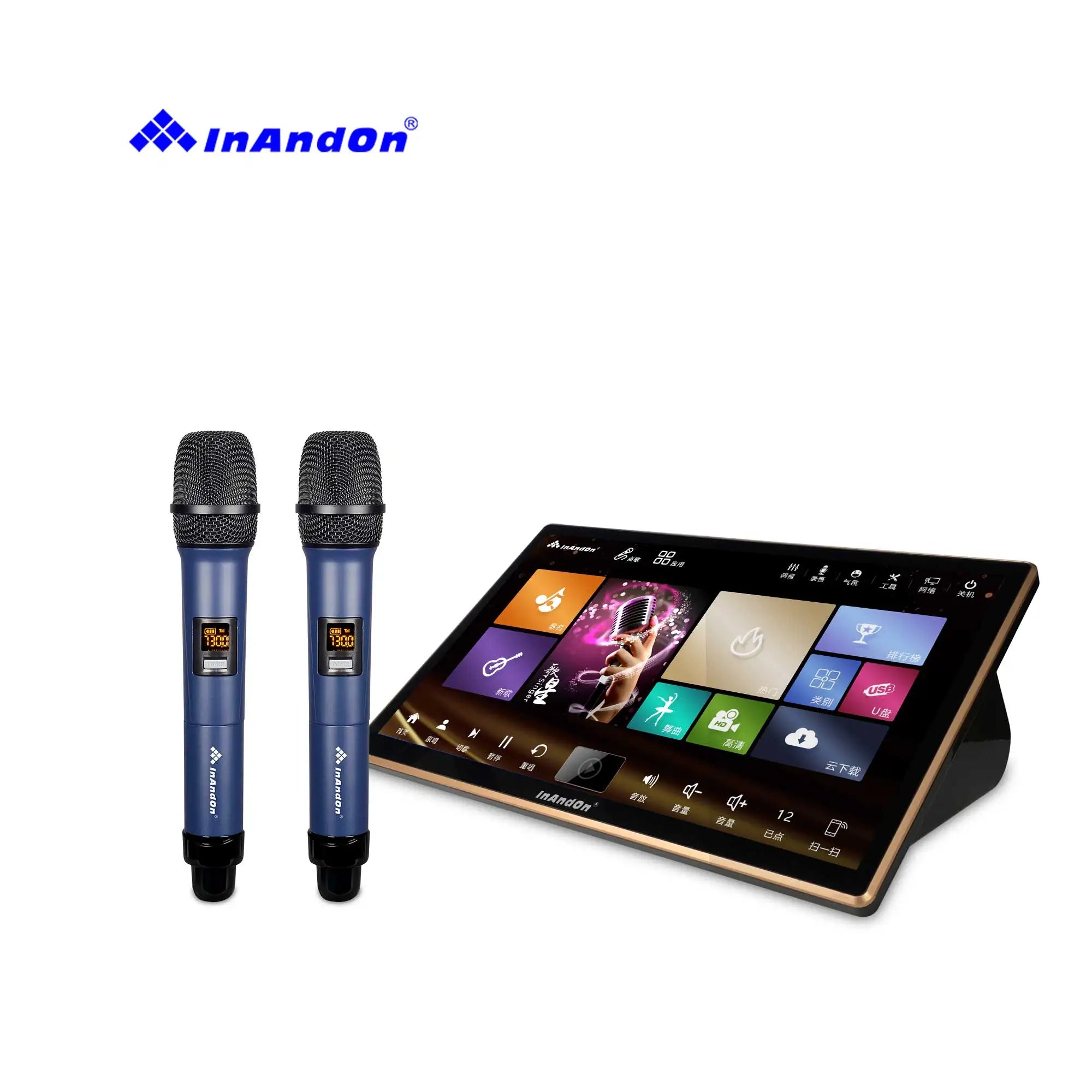 18.5" Touch Screen 5 in 1 KTV InAndOn Karaoke System 6TB Wireless Microphone Karaoke Set Chinese and English Karaoke Machine