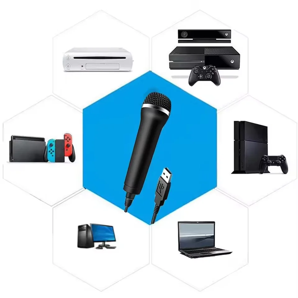AI Microphone Chatting Gaming Podcast Recording Universal USB Wired Microphone Karaoke Mic for Nintendo Switch Wii PS4 Xbox PC