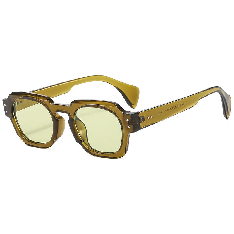 Double Bridge Square Frame Polygon Wome Sunglasses Fashion Metal Glasses Street Shot High grade Sunglasses