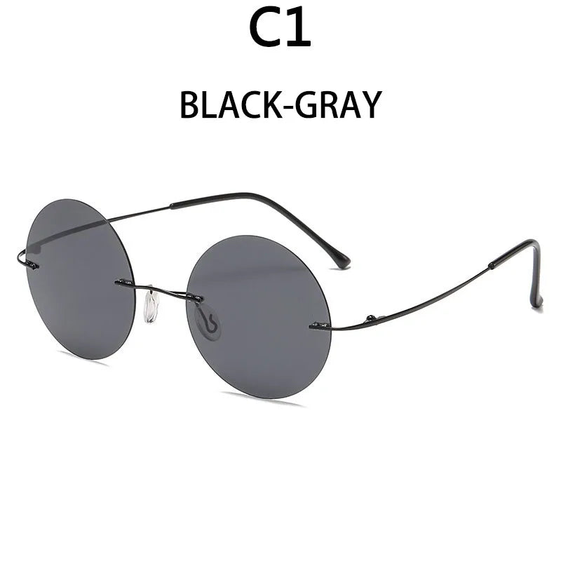 BOYSEEN Ultra light polarized circular frameless sunglasses for men women circular driving sunglasses modern and fashionable