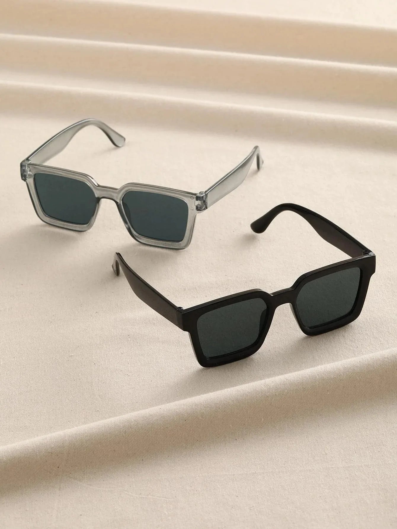 2 pcs Women Men Square Frame Fashion Sunglasses For Vacation Driving UV400 Cycling Accessories