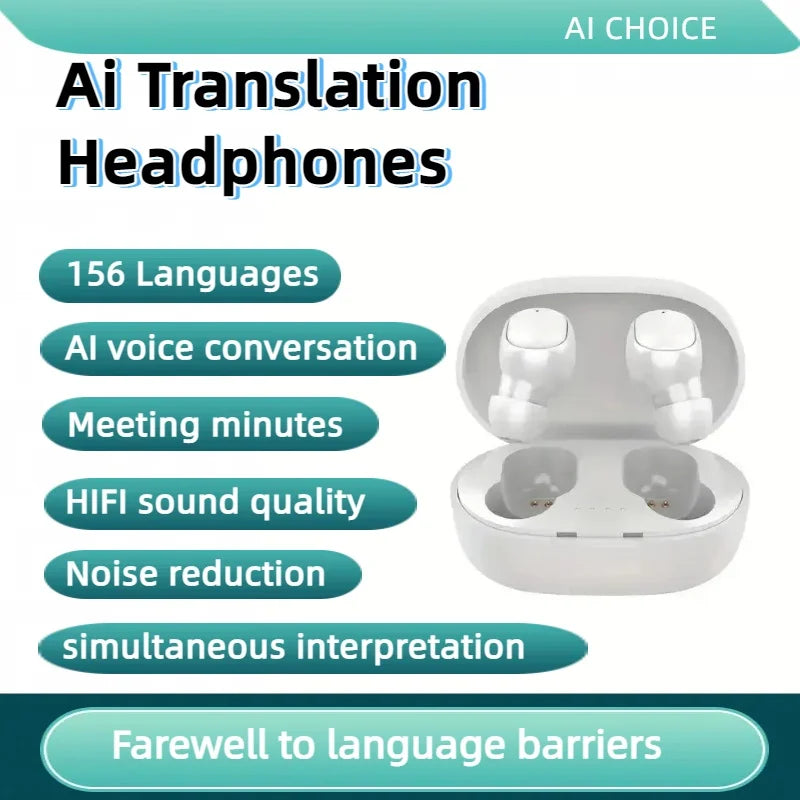 156 Language Translation Wireless Headphones Smart Waterproof Ai Real-time Translator Bluetooth 5.4 Earbuds Business Earphone