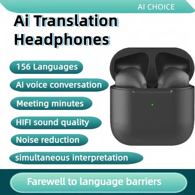 1pc 156Language Translation Wireless Headphones Smart Waterproof Ai Real-time Translator Bluetooth 5.4 Earbuds Business Earphone