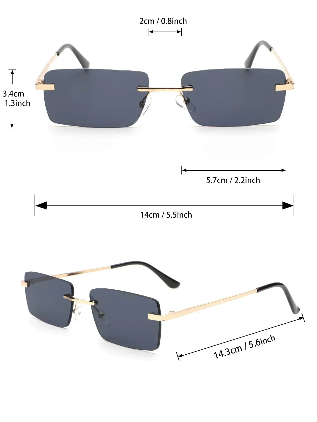 New Unisex Metal Square Frame Fashio Rimless Sunglasses For Outdoor Beach Party