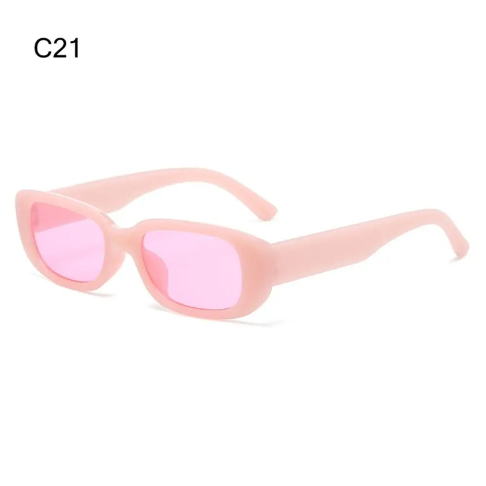 Trendy Narrow Square Frame Y2K Sun Glasses Candy Color UV400 Protection Rectangle Sunglasses 90’s Eyewear for Women Men