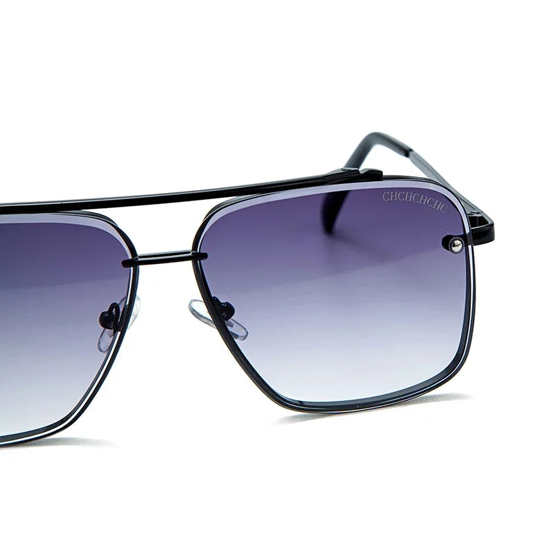 CH Classic Style Thin Frame Horizontal Stripe Border Unique Design Light Luxury Brand Simple Elegant Women's Sunglasses