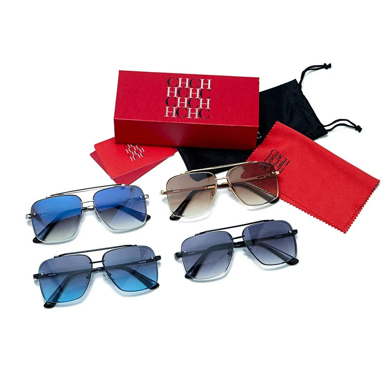 CH Classic Style Thin Frame Horizontal Stripe Border Unique Design Light Luxury Brand Simple Elegant Women's Sunglasses