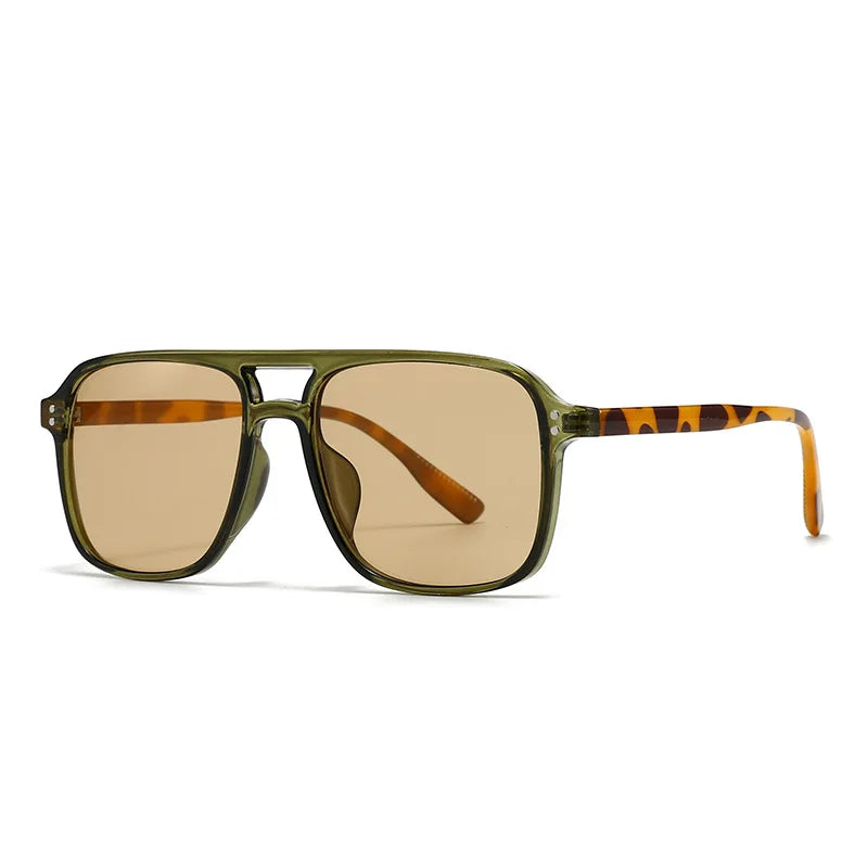 Double Bridge Square Frame Polygon Wome Sunglasses Fashion Metal Glasses Street Shot High grade Sunglasses