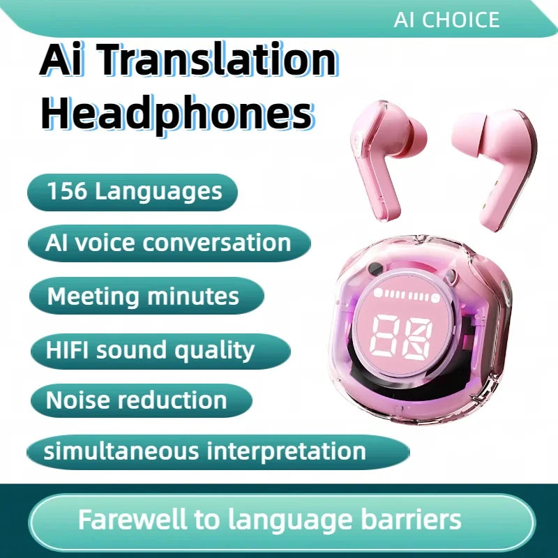 TWS Bluetooth AI Translation Earbuds Real Time Headphones Bluetooth 5.4 156 Languages for Travel Business Learning For iphone
