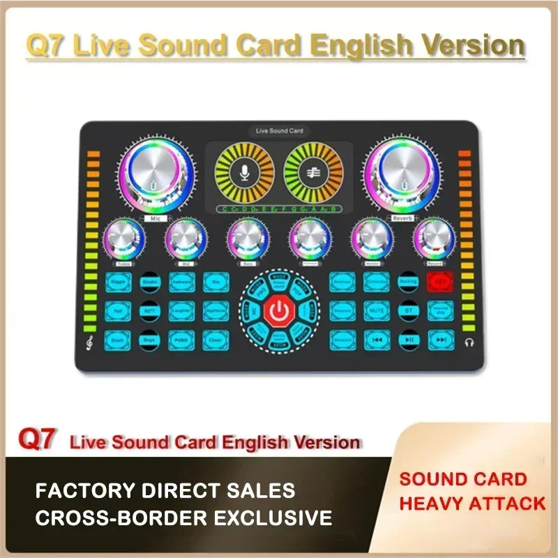 Q7 Live Sound Card Sound Mixer Podcast Karaoke Home Studio Record Professional Soundcard Bluetooth Microphone Mixers Voice Chang