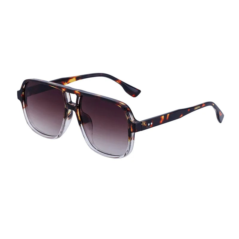 Double Bridge Square Frame Polygon Wome Sunglasses Fashion Metal Glasses Street Shot High grade Sunglasses