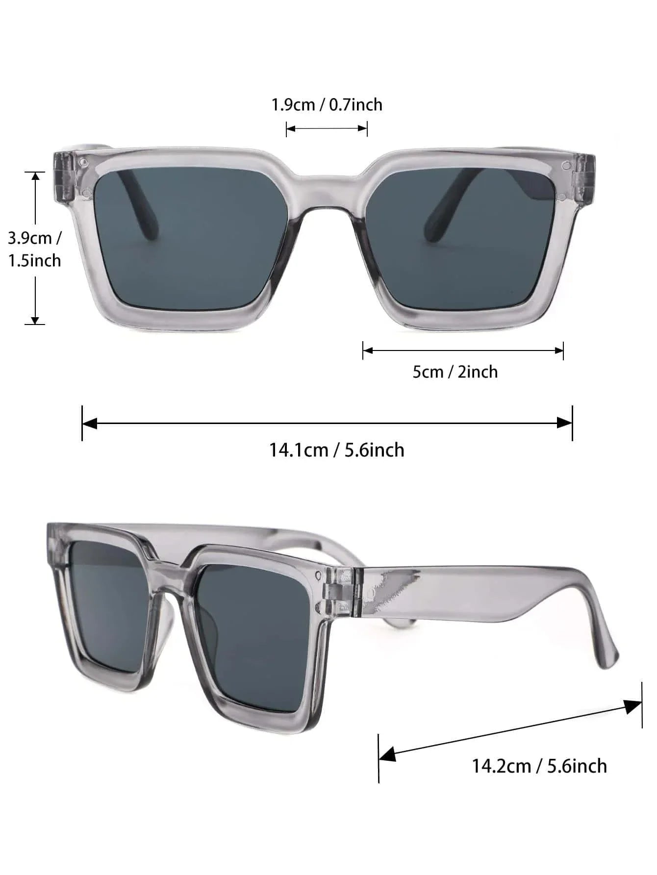 2 pcs Women Men Square Frame Fashion Sunglasses For Vacation Driving UV400 Cycling Accessories