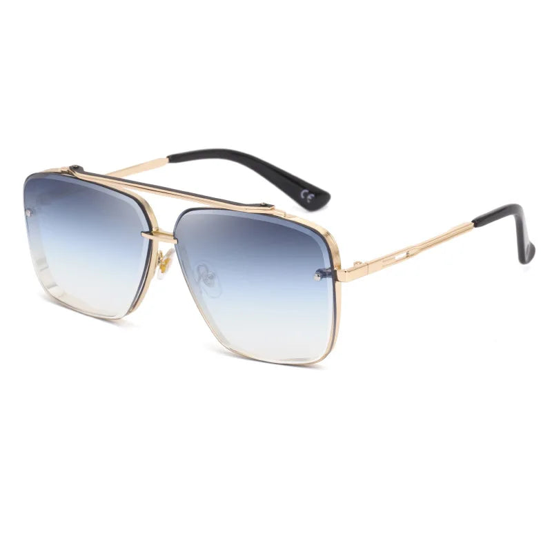 Double Bridge Square Frame Polygon Wome Sunglasses Fashion Metal Glasses Street Shot High grade Sunglasses