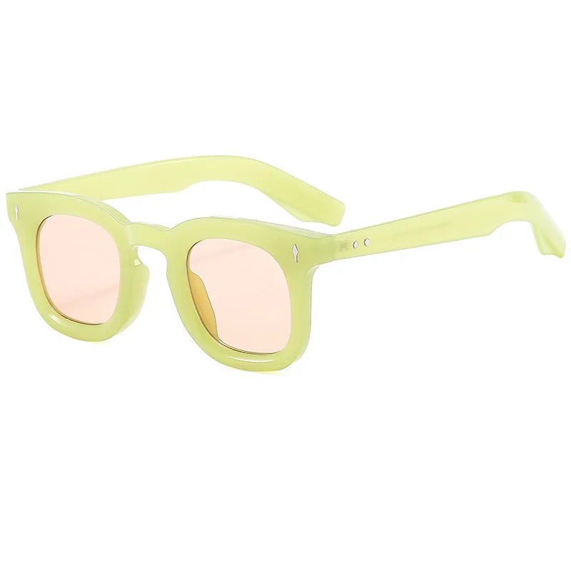 Double Bridge Square Frame Polygon Wome Sunglasses Fashion Metal Glasses Street Shot High grade Sunglasses