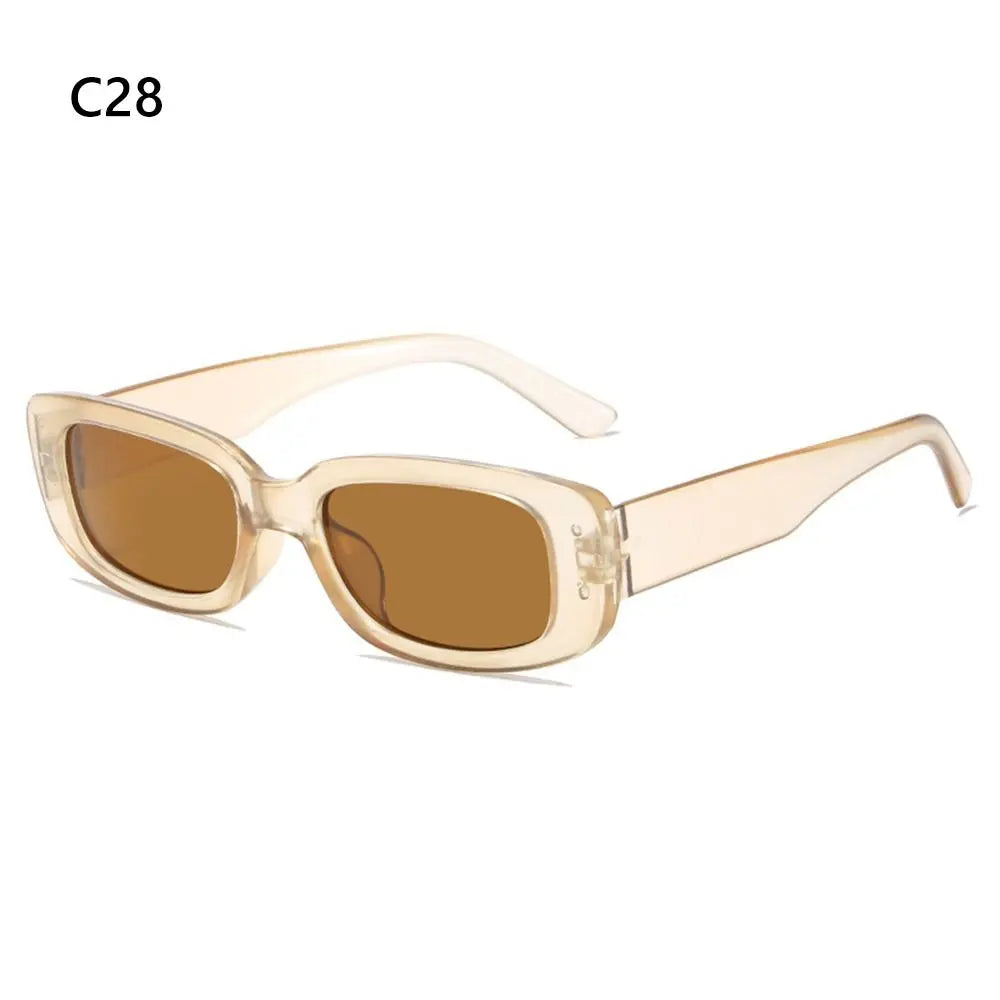 Trendy Narrow Square Frame Y2K Sun Glasses Candy Color UV400 Protection Rectangle Sunglasses 90’s Eyewear for Women Men