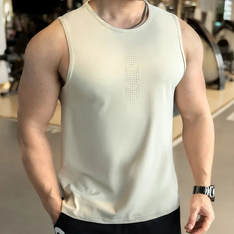 Men's Gym Tank Top Fitness Training Clothing Quick-drying Loose Bodybuilding Sleeveless Shirt Men Fashion Mesh Basketball Vest