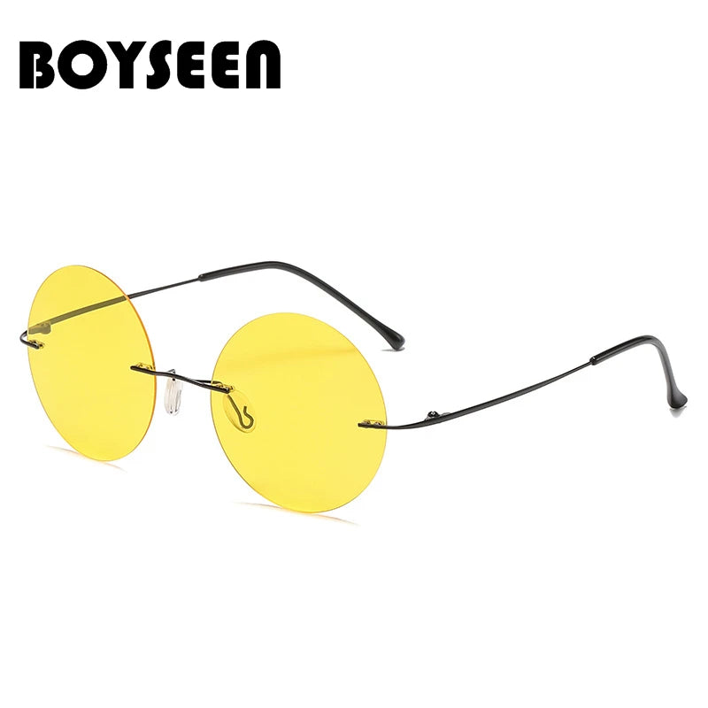 BOYSEEN Ultra light polarized circular frameless sunglasses for men women circular driving sunglasses modern and fashionable