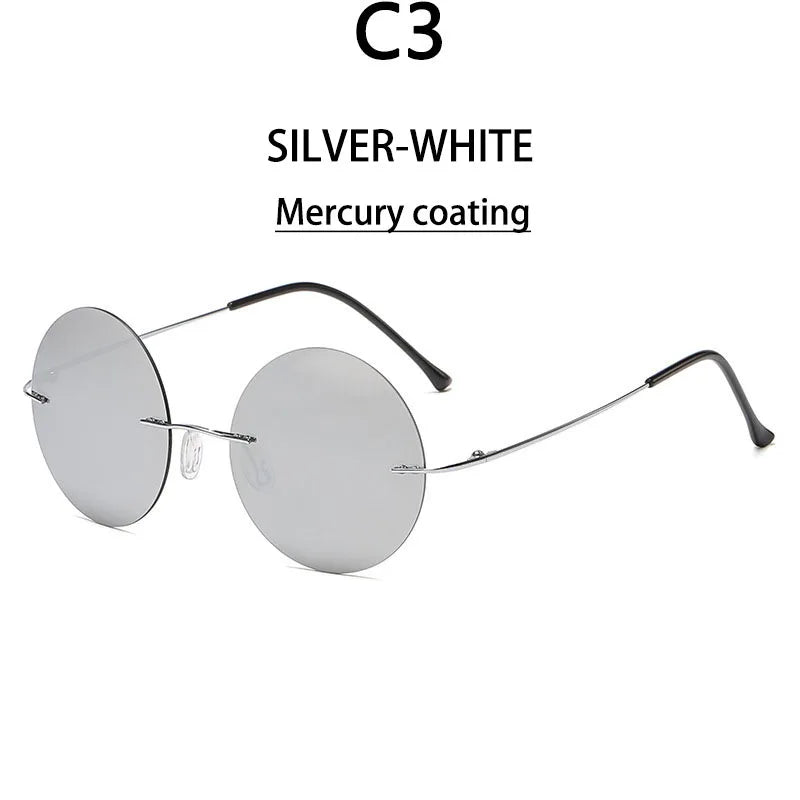 BOYSEEN Ultra light polarized circular frameless sunglasses for men women circular driving sunglasses modern and fashionable
