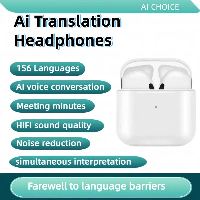 TWS Bluetooth AI Translation Earbuds Real Time Headphones Bluetooth 5.4 156 Languages for Travel Business Learning For iphone