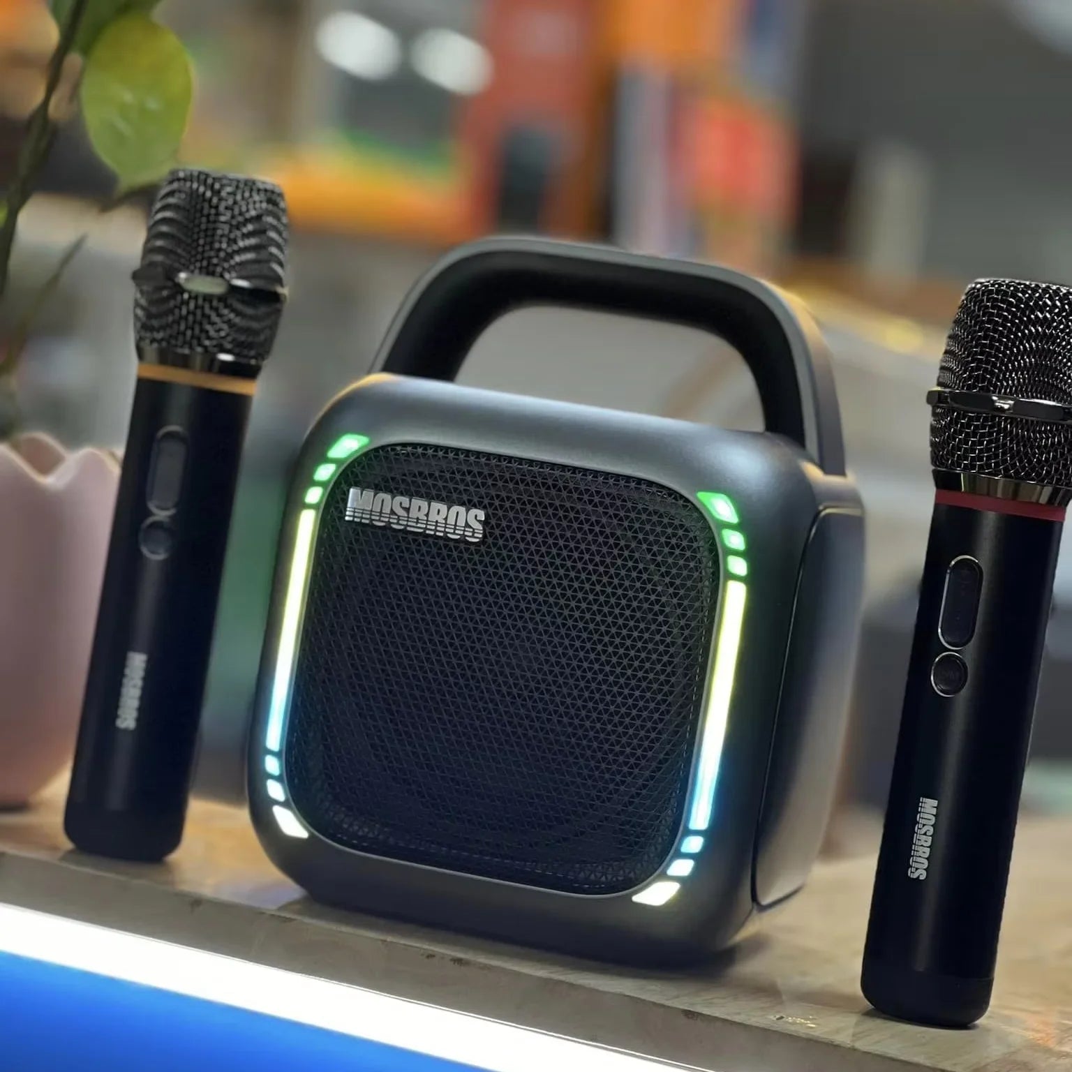 Karabox Portable Karaoke Blue Tooth Speaker Outdoor Wireless Wireless Speaker for Home Use Two Wireless Microphones BT 5.3
