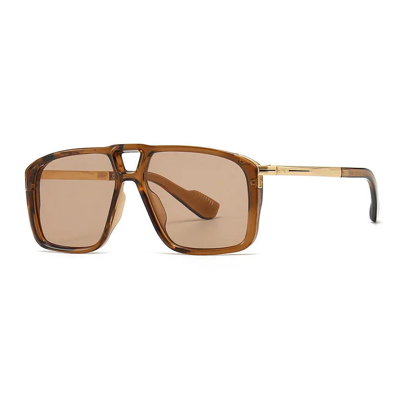 Double Bridge Square Frame Polygon Wome Sunglasses Fashion Metal Glasses Street Shot High grade Sunglasses
