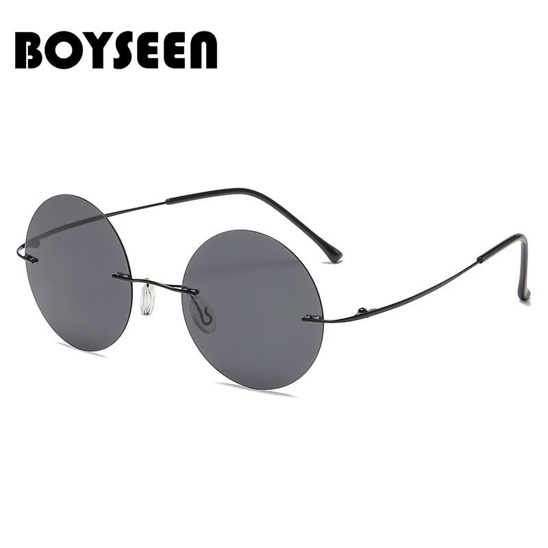 BOYSEEN Ultra light polarized circular frameless sunglasses for men women circular driving sunglasses modern and fashionable